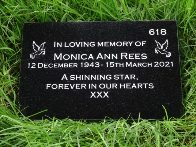 Personalised Engraved Natural Granite Memorial Plaque Headstone With Dove