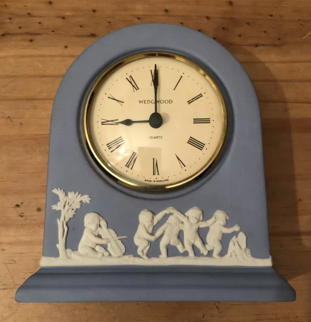 Wedgewood blue jasperware mantel clock. Perfect condition.