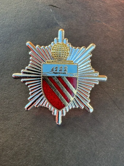 OBSOLETE Manchester City Fire Brigade Gold Enamel Cap Hat Uniform Badge