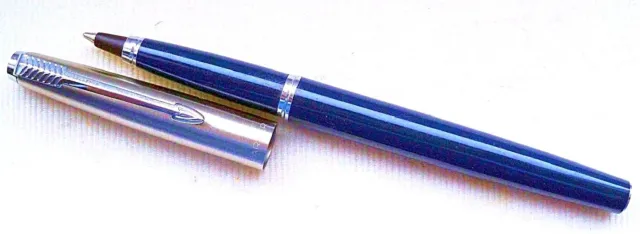 RARE PARKER "45 " STANDARD; CAPPED BALLPEN in BLUE/CHROME CAP;ENGLAND MADE ! !