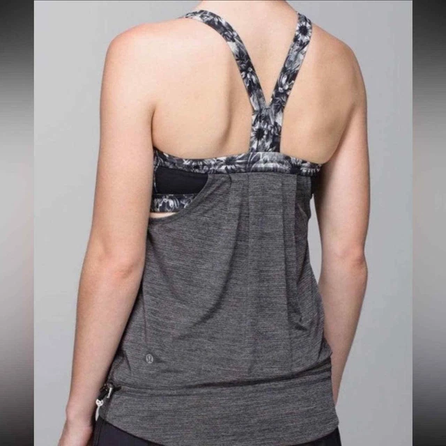 Lululemon Run Rest Less Flowabunga Floral Black Angel Wing Sports Bra Tank Top 6