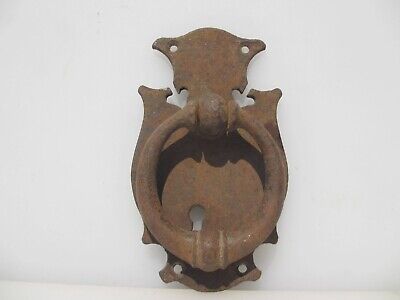 Victorian Iron Lever Door Handle Old Gate Latch Gothic Plate Loop Antique Church