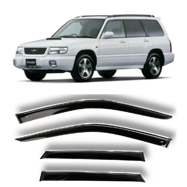 Chrome Trim Side Window Deflectors For Subaru Forester L 1997-2002