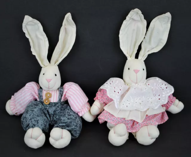 Country Primitive Cloth Easter Bunny Rabbit Dolls Farmhouse Spring Decor 12"