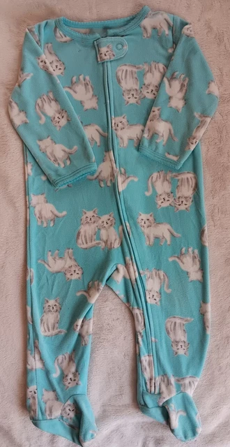 Carters  baby girl Blue fleece sleeper With Cats 9 Months infant wear