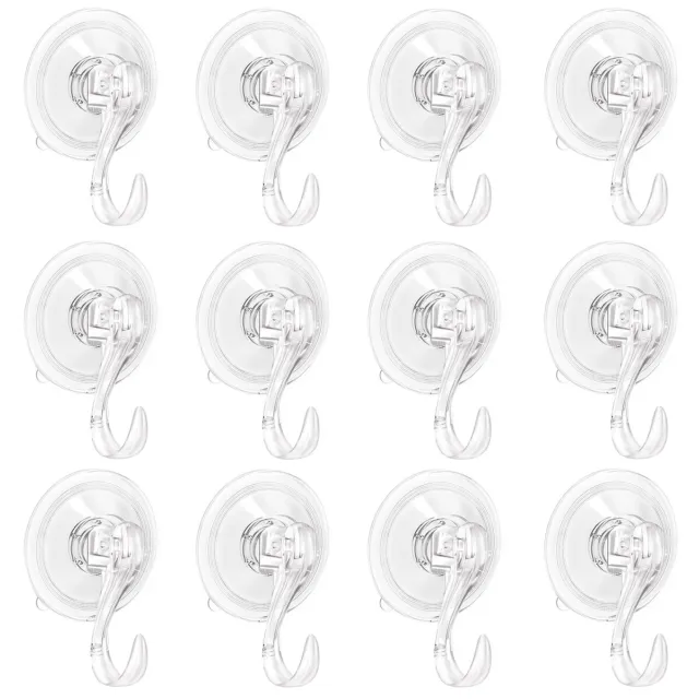 12pcs Heavy Duty Suction Cup Hook Transparent Suction Cup Wall Hanger Kitchen