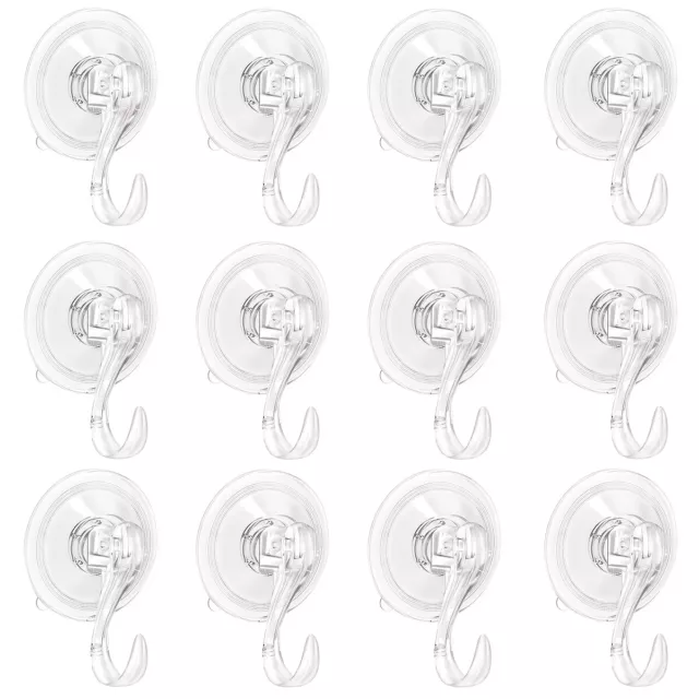 12pcs Heavy Duty Suction Cup Hook Transparent Suction Cup Wall Hanger Kitchen