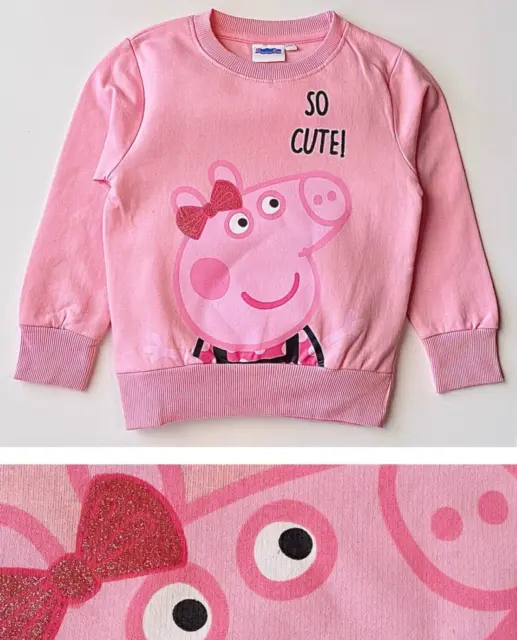 Girls Baby Peppa Pig Sweatshirt Jumper Top Cotton Soft Fleece Lined Pink NEW