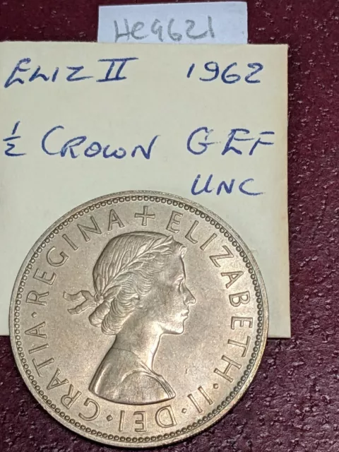 1962 Elizabeth II Halfcrown 2/6d cupronickel coin in GEF/ UNC.Pre-decimal.HC9621