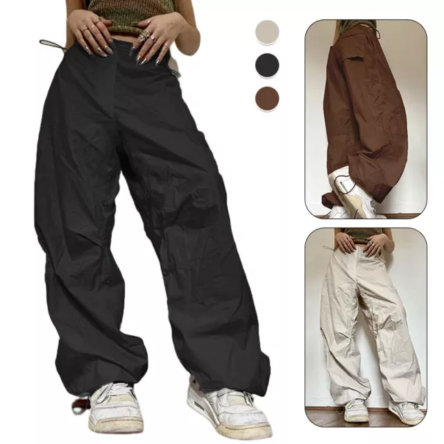 WOMEN SHINY HOLOGRAPHIC Pants Loose Metallic Trousers Dance Streetwear  Joggers £18.01 - PicClick UK