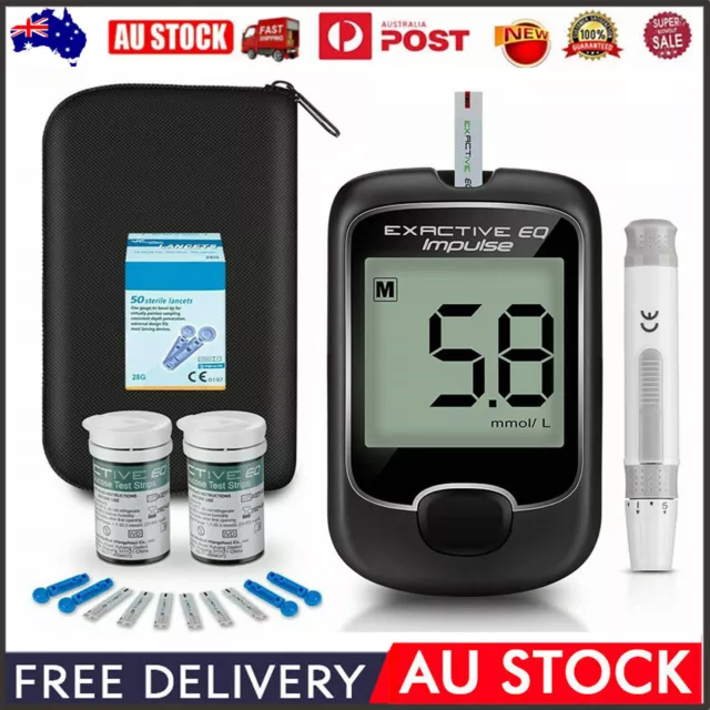 Blood Glucose Monitor Diabetes Testing Kit Blood Sugar Meter w/ 50 Test Strip AU