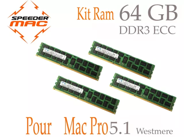  Kit Mémoire 64 GB (4x 16GB) DDR3 ECC 1333MHz pour Mac Pro 5,1 et 4.1 Upgradés