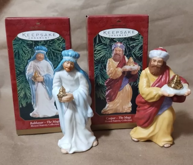 Hallmark Ornaments Blessed Nativity Collection The Magi- Balthasar & Caspar 1999