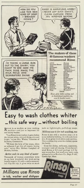 1931 Rinso Soap: Wash Clothes Whiter Vintage Print Ad