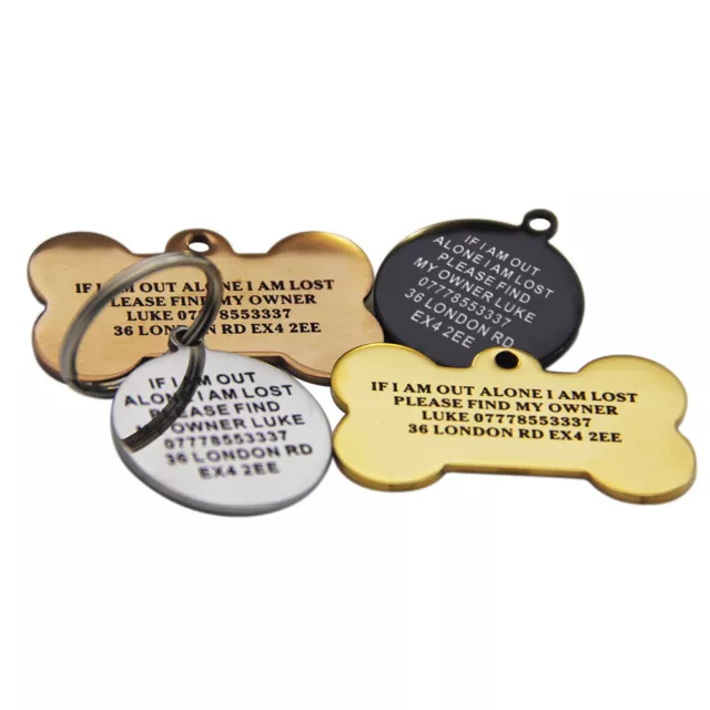 Personalised Engraved Dog Tag ID /  Double Sided Dog Cat Pets Name Identity