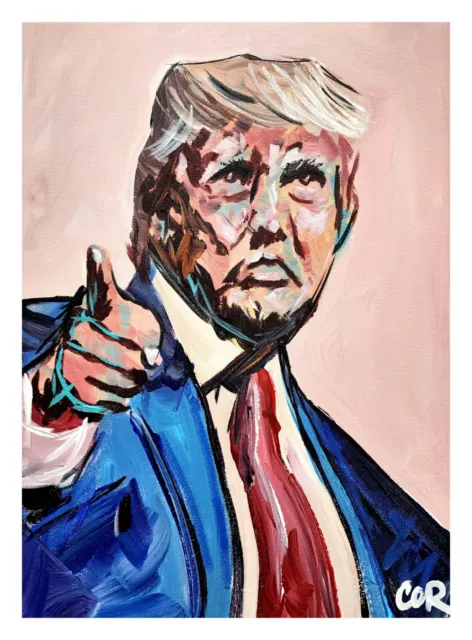 CORBELLIC Impressionism 12X16 Donald Trump Rally Pose Portrait Contemporary Art
