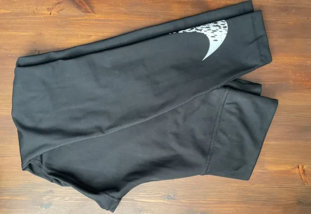 Nike Swoosh Dri Fit stretch lycra black sportswear Gym Leggings Size S 6/8 Small