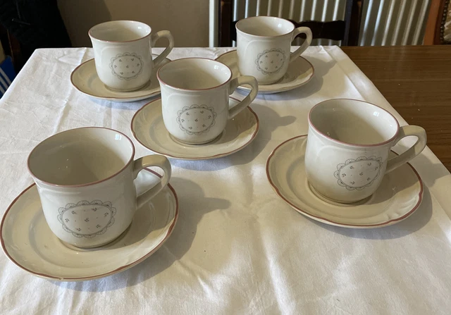 Lot De 2 Tasses à Café Mitterteich Motif Horloge - Porcelaine Brun/blanc