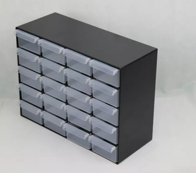 Fischer Plastics Black 20 Drawer Organiser 1H-051 (with clear drawers)