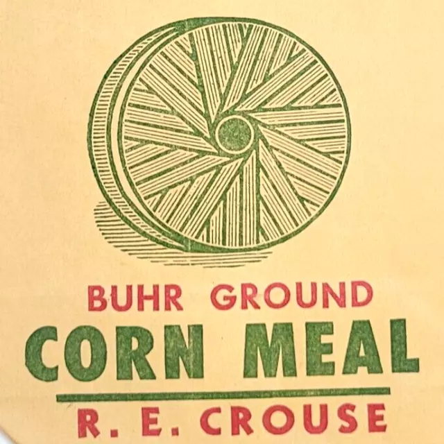 Vintage Middleburg MD Roller Mills  Buhr Ground Corn Meal Bag 2 Lb. R.E. Crouse