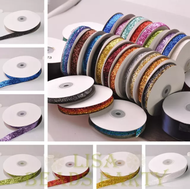 Hot 10 Yards 5/8" Width Sparkle Glitter Velvet Ribbon Sewing Wedding Party