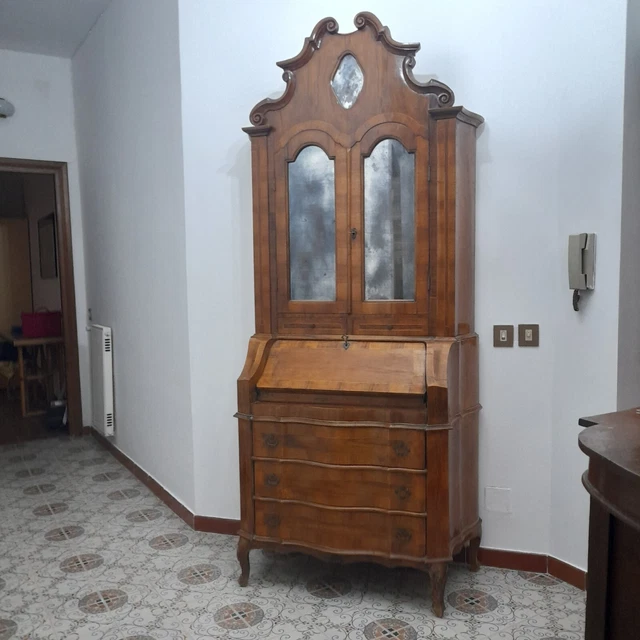 TRUMEAU CASSETTONE MOSSO IN RADICA DI NOCE IN STILE OLANDESE anni 50/60 del 900