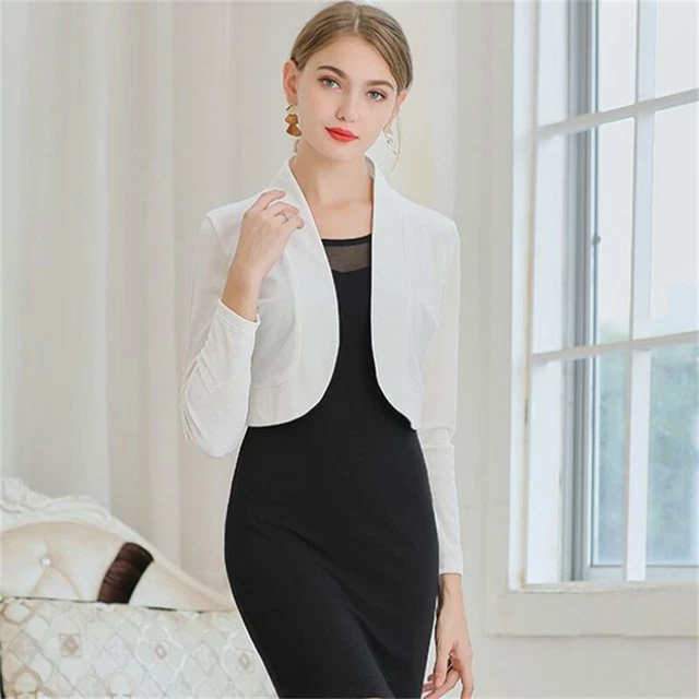 Corto Bolero Velluto Cardigan Coprispalle Giacca Aperto Avanti Formale Cerimonia