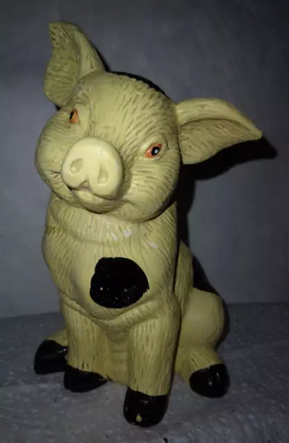 Sitting Pig Figurine with Black Spots Farm Barn Yard Country Rustic Decor VTG