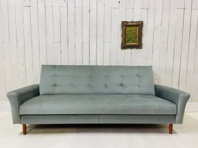 Mid Century Sofa Bed Danish Lounge Day Velour 50s 60s 70s Vtg Scandi Hans Chair