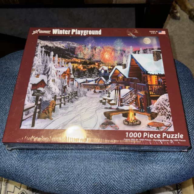 Winter Playground Jigsaw Puzzle Vermont Christmas Company 1000 Piece New Sealed