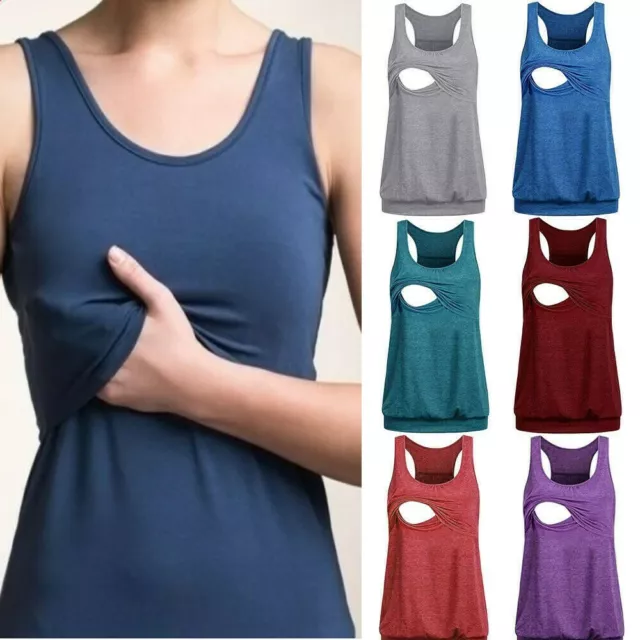 Pregnant Shirt Vest Tops Pull-up Nursing Breastfeeding Tank FW Maternity Women /