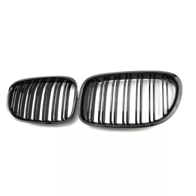 Car Double Line ABS Matte Black Front Center Grille For 09-14 BMW 7 Series F02