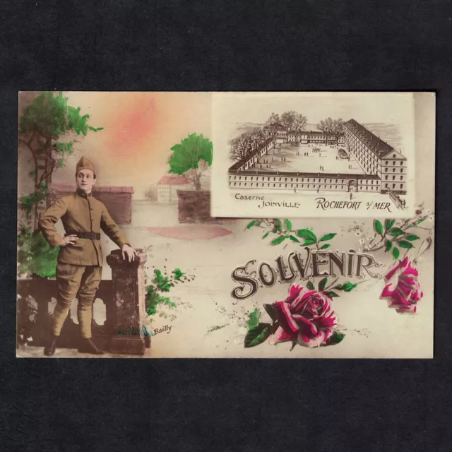 Cpa carte militaire - Souvenir Rochefort sur Mer Caserne Joinville