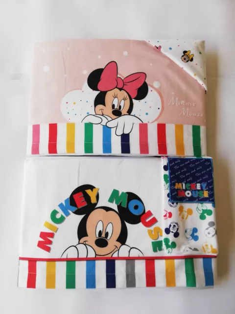 Completo lenzuola Disney baby lettino (culla) 100% cotone Minnie e Topolino.C057