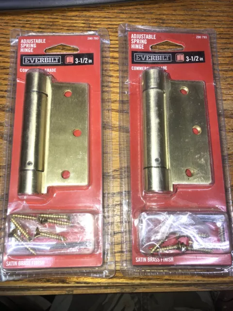 Everbilt (2 Pack) 3-1/2 in. Adjustable Spring Door Hinges Satin Brass H1