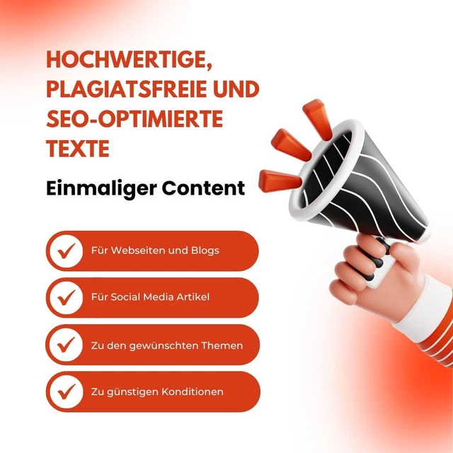 Hochwertige, plagiatsfreie und SEO-optimierte Texte - Einmaliger Content