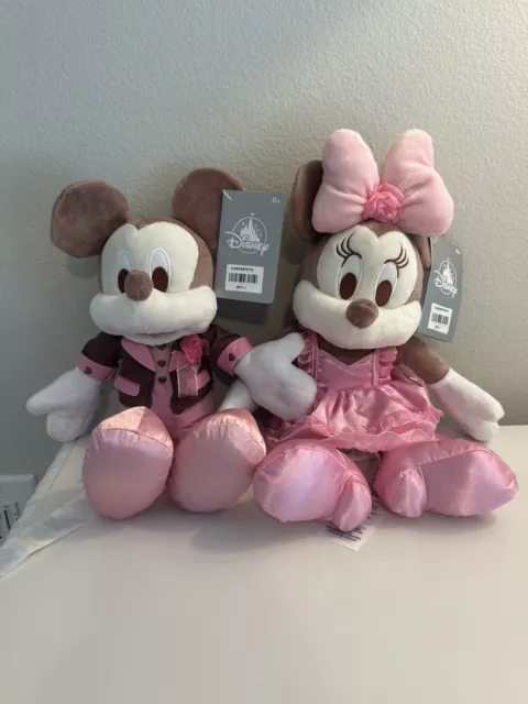 2023 Disney Store Mickey & Minnie Mouse Valentines Day Plush Toy Set 11" NWT