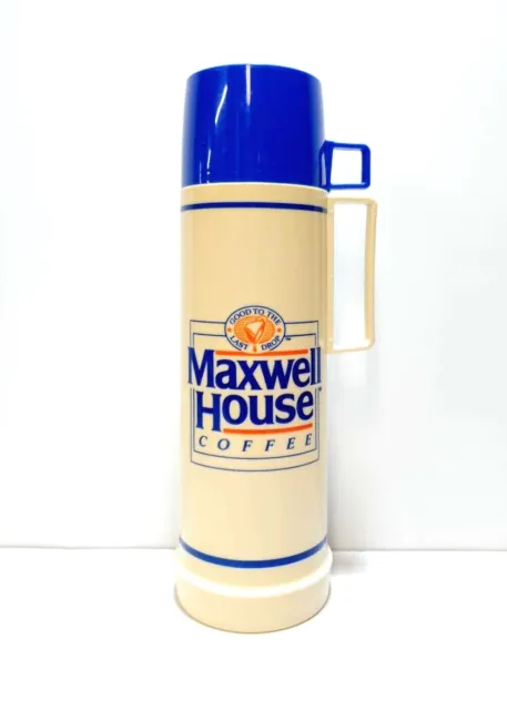 Vintage 1980's Maxwell House Coffee Thermos - Advertising - 13.5" Tall, 24oz