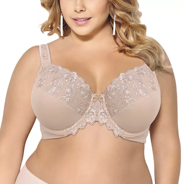 Ladies Camille Black Lingerie Womens Full Cup Underwired Lace Bra