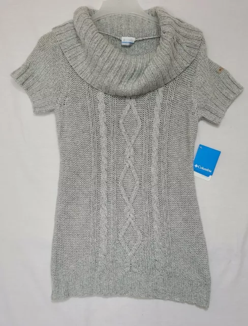 Columbia Women's Cabled Cutie Tunic Sweater Cowl Neck Gray Sz M (N2)