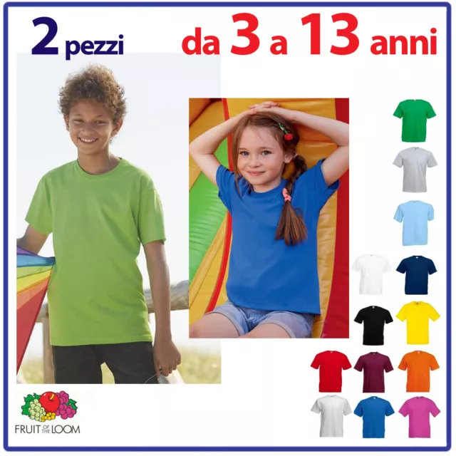 maglietta fruit of the loom manica corta 100% cotone per bambino maglia t-shirt