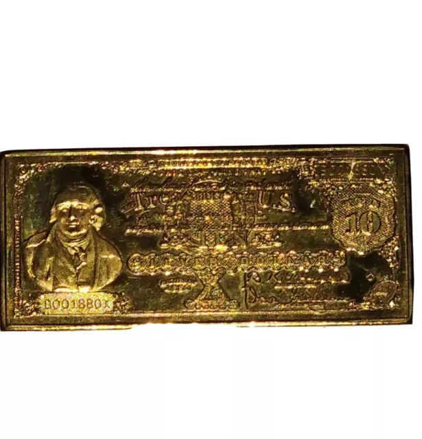 RARE Gold Silver Certificate Ten Dollar .999 Fine Bar Slab  *READ DESCRIPTION*