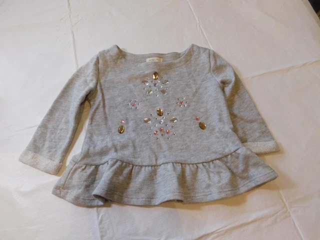 Monteau Ragazza Ragazzi Manica Lunga Bling Camicia Grigio Erica Misura 4 Nwot