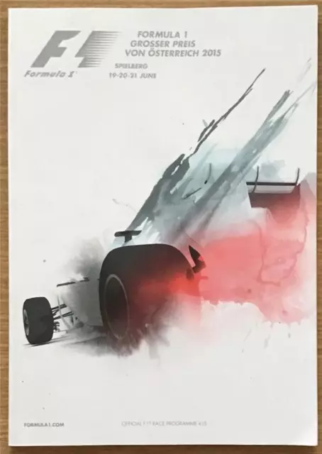 AUSTRIAN GRAND PRIX FORMULA ONE F1 Jun 2015 SPIELBERG A4 Official Programme