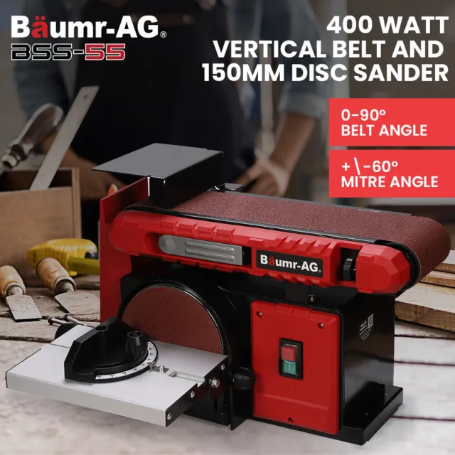 BAUMR-AG Bench Belt and Disc Sander Combo 400W 100mm Linisher 150mm Disc