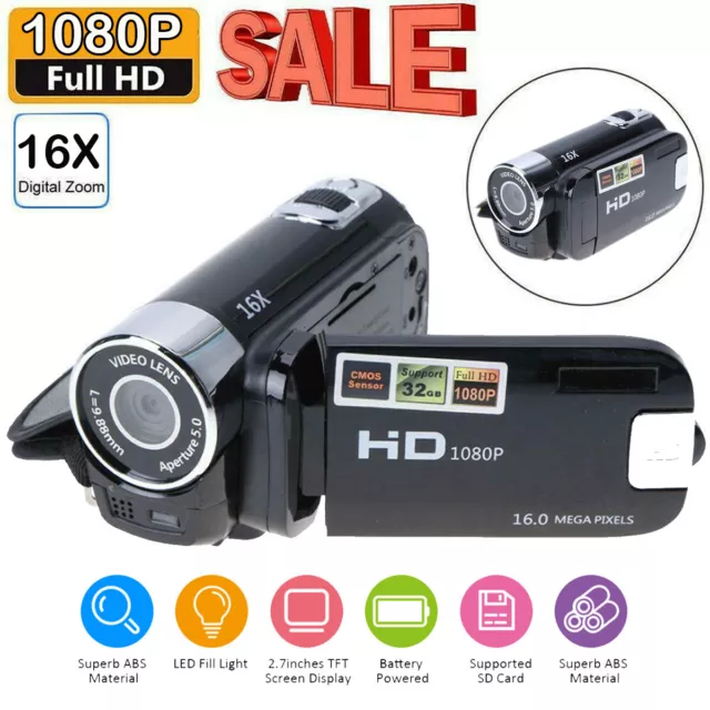 Digital Video Kamera Full HD 1080P 16x Zoom Mini Camcorder DV Camera 2.7" zoll