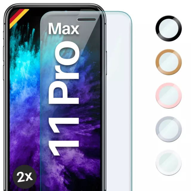 2x Panzerfolie für Apple iPhone 11 Pro Max Glas Full Screen Cover Schutzglas