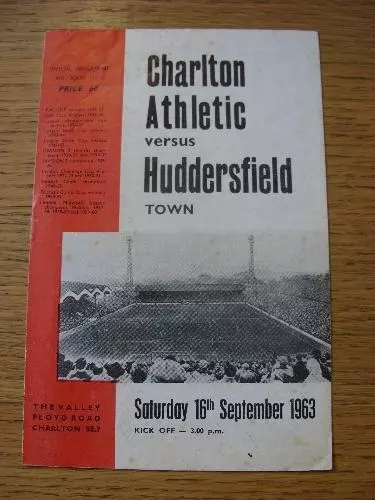 16/09/1963 Charlton Athletic v Huddersfield Town  (Light Crease, Faint Mark). No