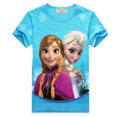NUOVO Disney Frozen REGNO DI GHIACCIO Principessa Anna & Elsa NEVE BLU T SHIRT TOP