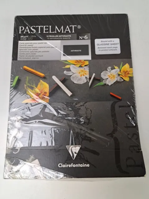 Almohadilla de tarjetas pastel Clairefontaine PastelMat No6 - antracita, 360 g 30x40 cm 12 hojas